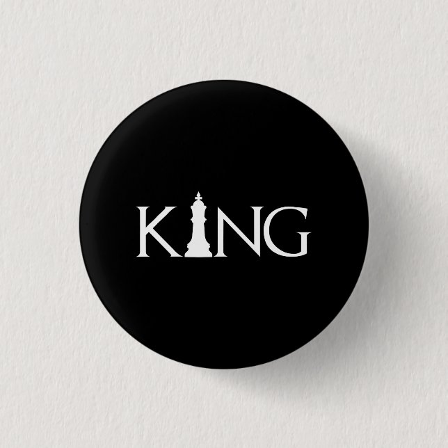 king with chess king piece 3 cm round badge (Front)