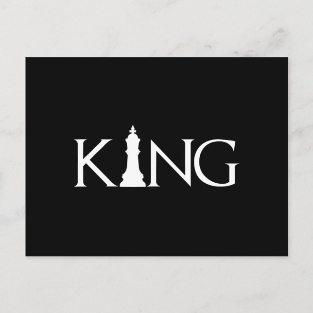 king with chess king piece announcement postcard (Front)