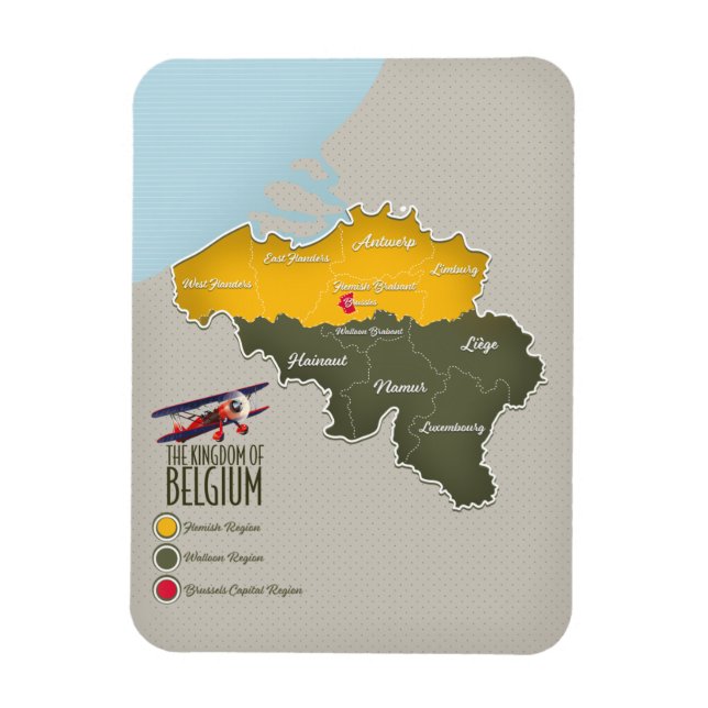Kingdom of Belgium beautiful map Magnet (Vertical)