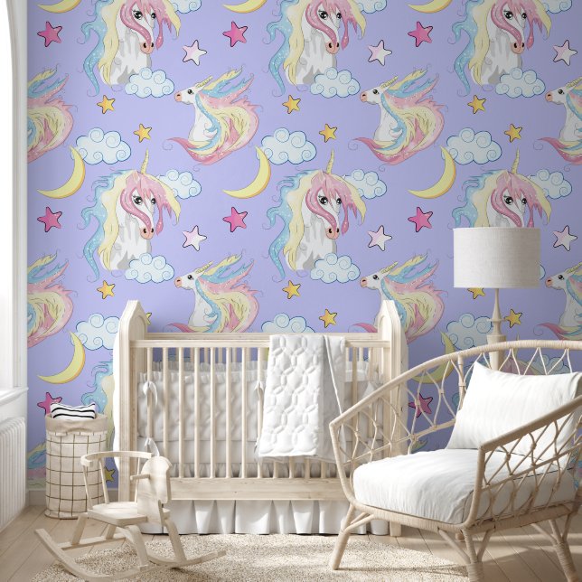 "Kingdom of Dreams" Pegasus and Unicorn Wallpaper (Kids)