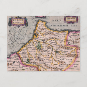 Kingdom of Fez Fes Antique Map of Morocco Postcard