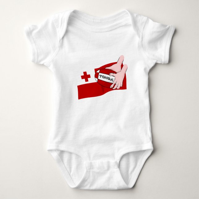 Kingdom of Tonga Tongan Rugby Flag Baby Bodysuit (Front)