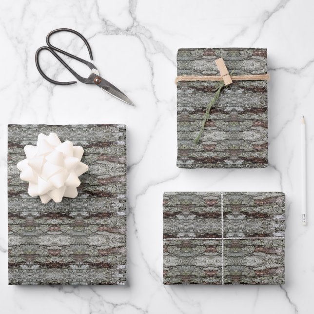 Kingdom Tree Bark Patterned Wrapping Paper Sheet (Front)