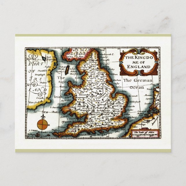 Kingdome of England (Kingdom of England) Map/Flag Postcard (Front)