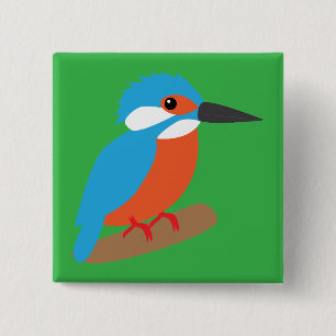 Kingfisher 15 Cm Square Badge