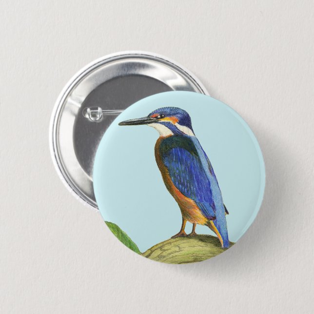 Kingfisher 6 Cm Round Badge (Front & Back)