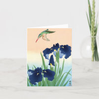 Kingfisher above Irises by Ohara Koson