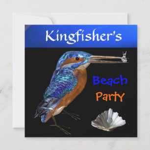 KINGFISHER BEACH PARTY,Blue Black Invitation
