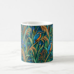 Kingfisher Bird and Reeds Blue Wildlife Mug