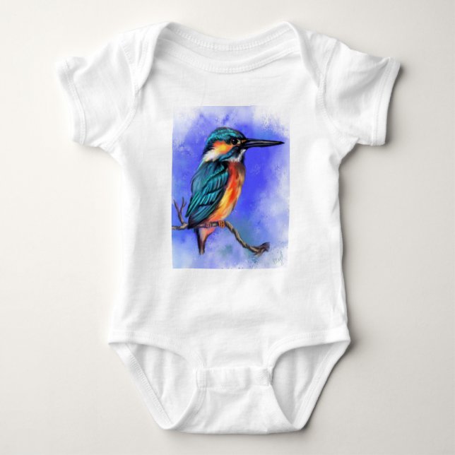  Kingfisher Bird Baby Bodysuit (Front)