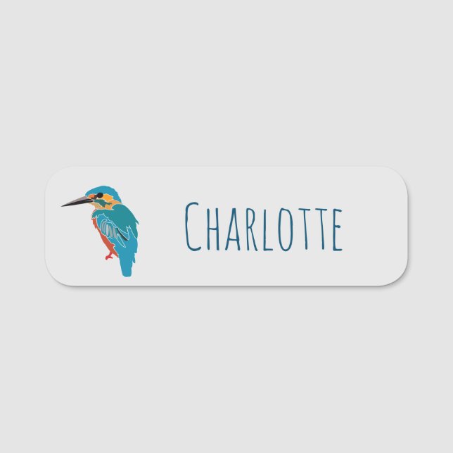Kingfisher Bird Back To School  Name Tag (Front)