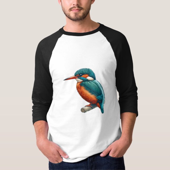 Kingfisher bird Basic 3/4 Sleeve Raglan T-Shirt (Front)