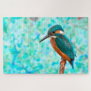 Kingfisher Bird Blue Abstract Jigsaw Puzzle