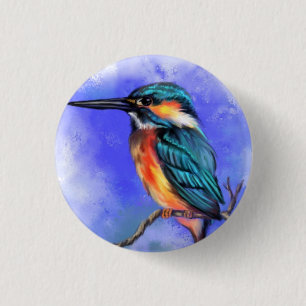 Kingfisher Bird Button - Painting