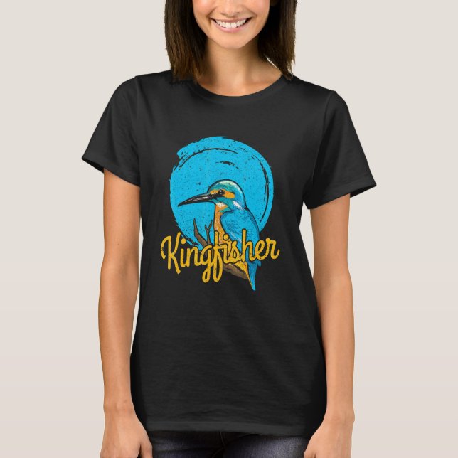 Kingfisher Bird Design Bird T-Shirt (Front)
