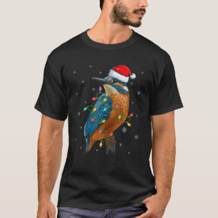Kingfisher Bird Lighting Santa Hat Kingfisher Chri T-Shirt