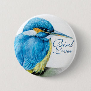 Kingfisher Bird Lover button/badge 6 Cm Round Badge