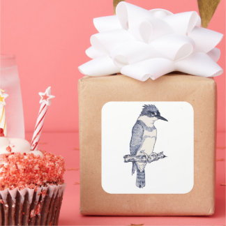 KINGFISHER BIRD SQUARE STICKER