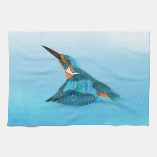 Kingfisher Bird Tea Towel (Horizontal)