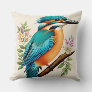 🦜 Kingfisher Bird Throw Pillow Nature Decor 🌿✨