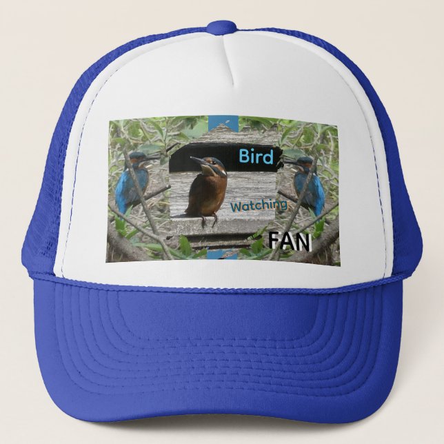Kingfisher Bird Watching Fan Trucker Hat (Front)