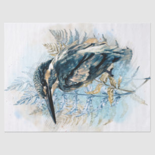 Kingfisher Bird Watercolor Art Tissue Paper