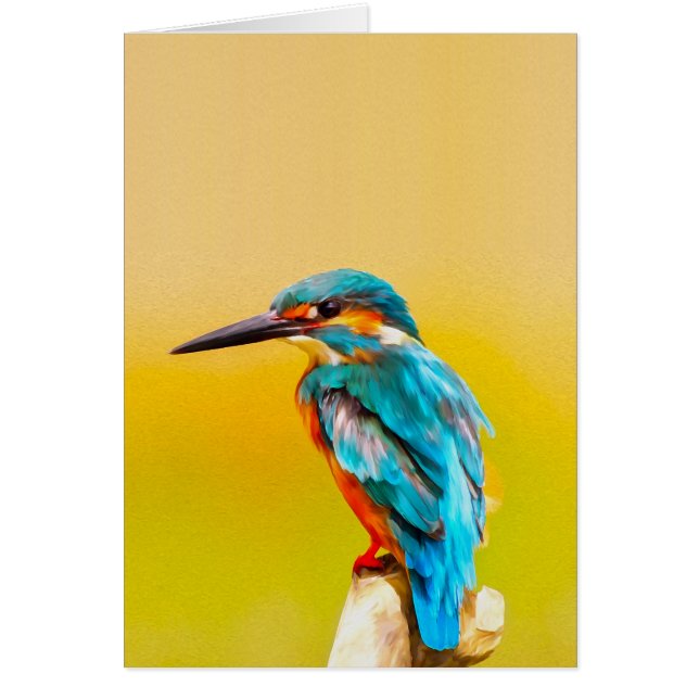 Kingfisher Bird Watercolor Portrait (Front)