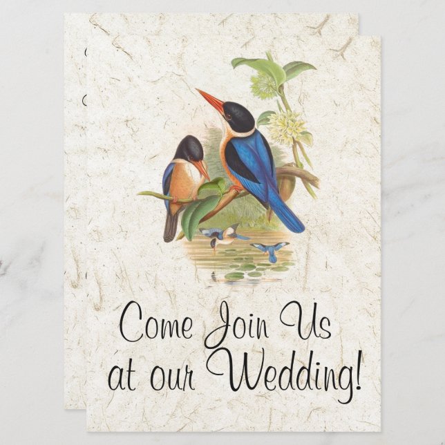 Kingfisher Bird Wildlife Animal Wedding Invitation (Front/Back)