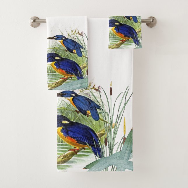 Kingfisher Bird Wildlife Pond Animal Bath Towels (Insitu)