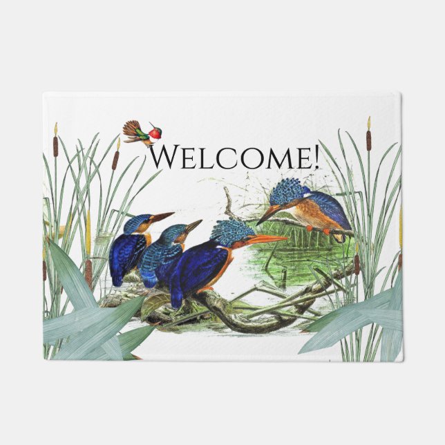 Kingfisher Birds Hummingbird Animal Welcome Mat (Front)