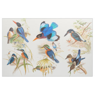 Kingfisher Birds Wildlife Animals Pond Fabric