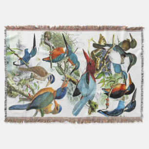 Kingfisher Birds Wildlife Pond Throw Blanket
