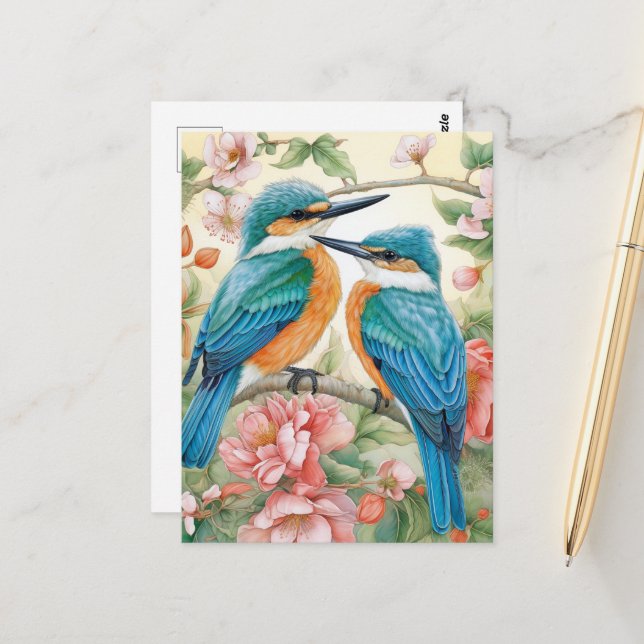 Kingfisher bluebirds postcard (Front/Back In Situ)