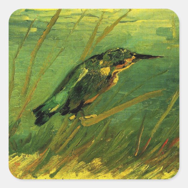 Kingfisher by Vincent van Gogh Square Sticker (Front)