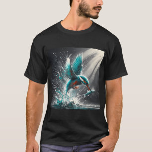 Kingfisher Catching Fish, Ai Generated Art T-Shirt