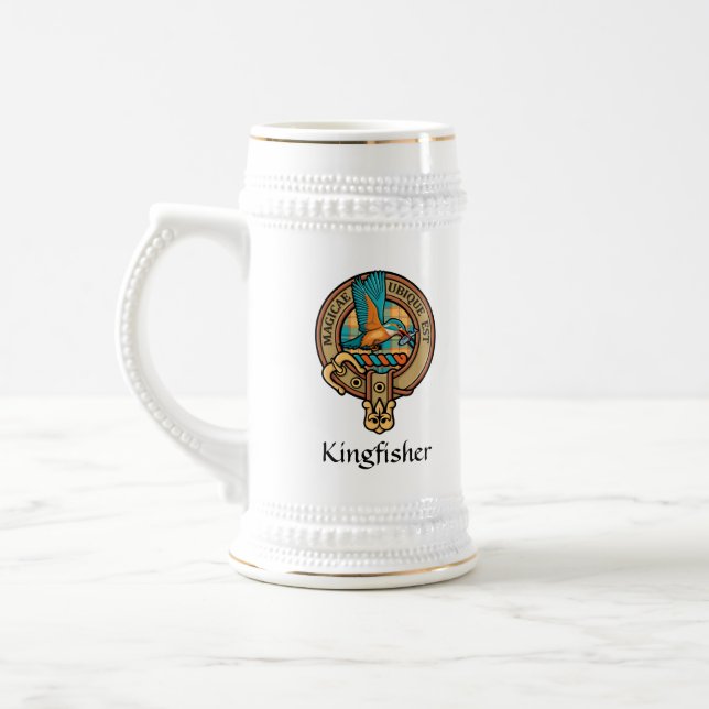 Kingfisher Crest over Tartan Beer Stein (Left)