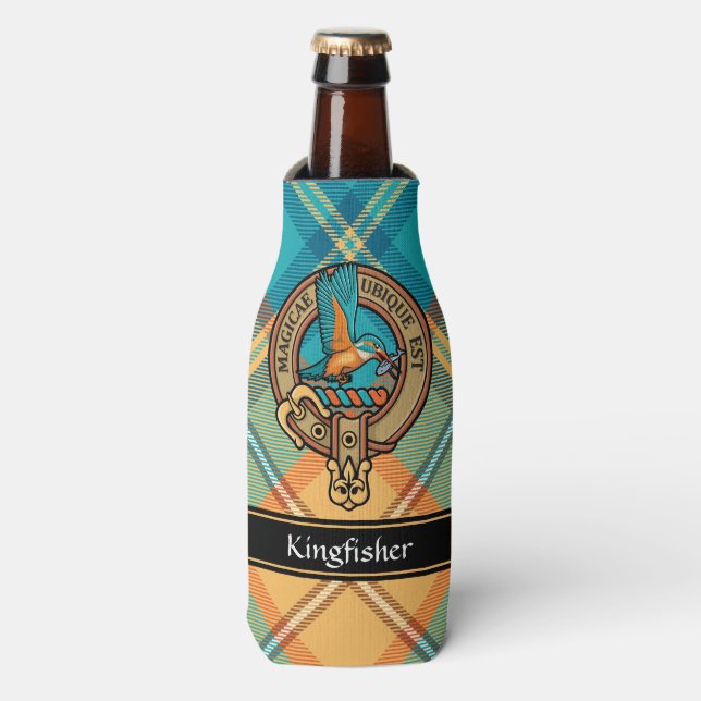 Kingfisher Crest over Tartan Bottle Cooler (Bottle Front)