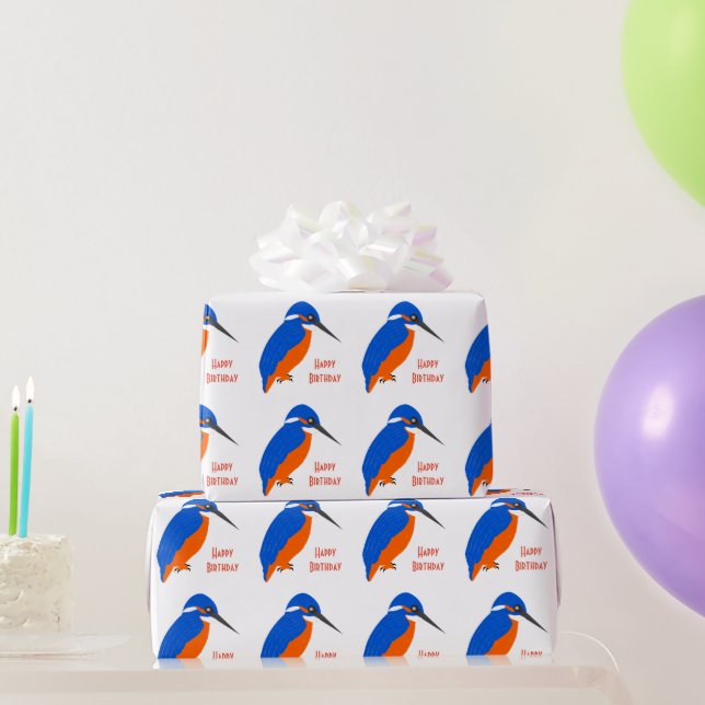 Kingfisher Design Birthday Gift Wrapping Paper (Party Gifts)