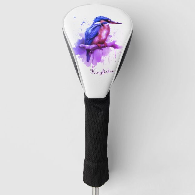 Kingfisher Design – Elegant Bird leather Golf Head Cover (Front)