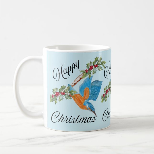 Kingfisher diving  Christmas Coffee Mug (Left)