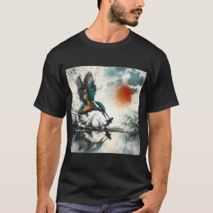 Kingfisher Diving For Fish, Ai Generated Art T-Shirt