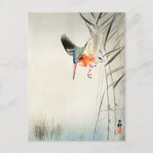 Kingfisher Hunting - Ohara Koson - Vintage Art Postcard