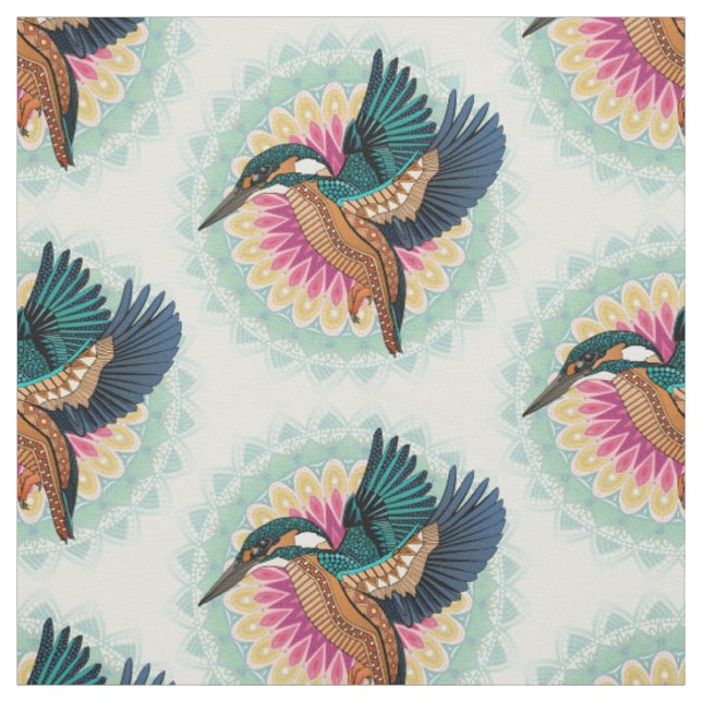 kingfisher mandala fabric (Swatch)
