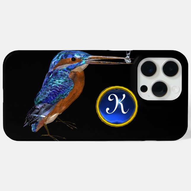 KINGFISHER  MONOGRAM , Electric Blue, Black Case-Mate iPhone Case (Back (Horizontal))