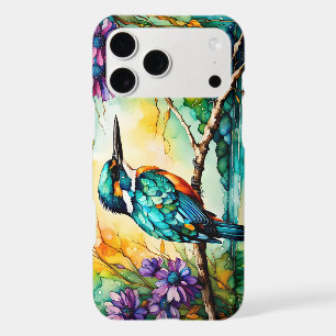 Kingfisher perched over water Wildflowers