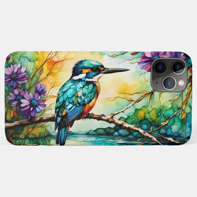 Kingfisher perched over water Wildflowers  Case-Mate iPhone Case (Back (Horizontal))