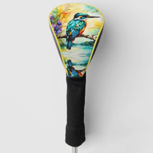 Kingfisher perched over water Wildflowers  Golf Head Cover