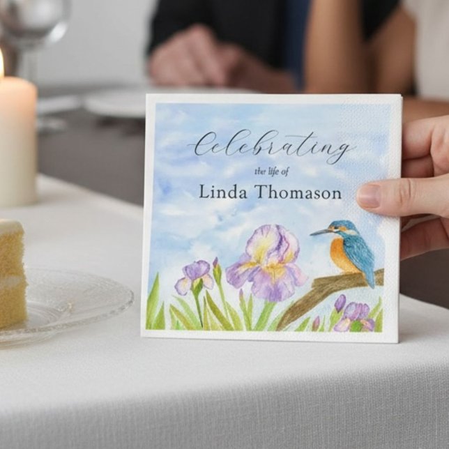  Kingfisher Purple Irises Celebration of Life Napkin (Creator Uploaded)