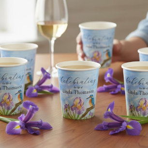  Kingfisher Purple Irises Celebration of Life Paper Cups