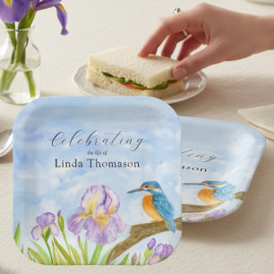  Kingfisher Purple Irises Celebration of Life Paper Plate